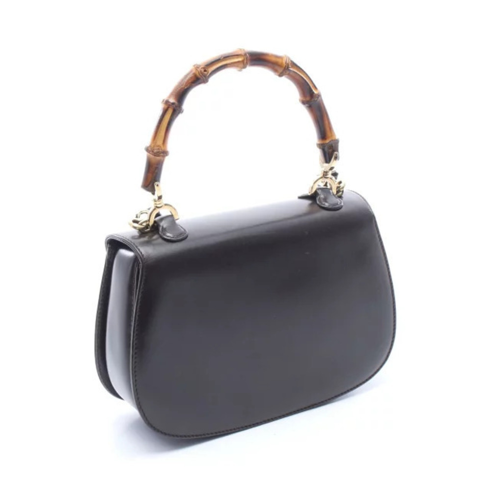 Gucci Bamboo Black Leather Handbag Black